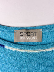 Missoni Sport 2000s Turquoise Contrast Stitch Wool Sleeveless Top - S/M