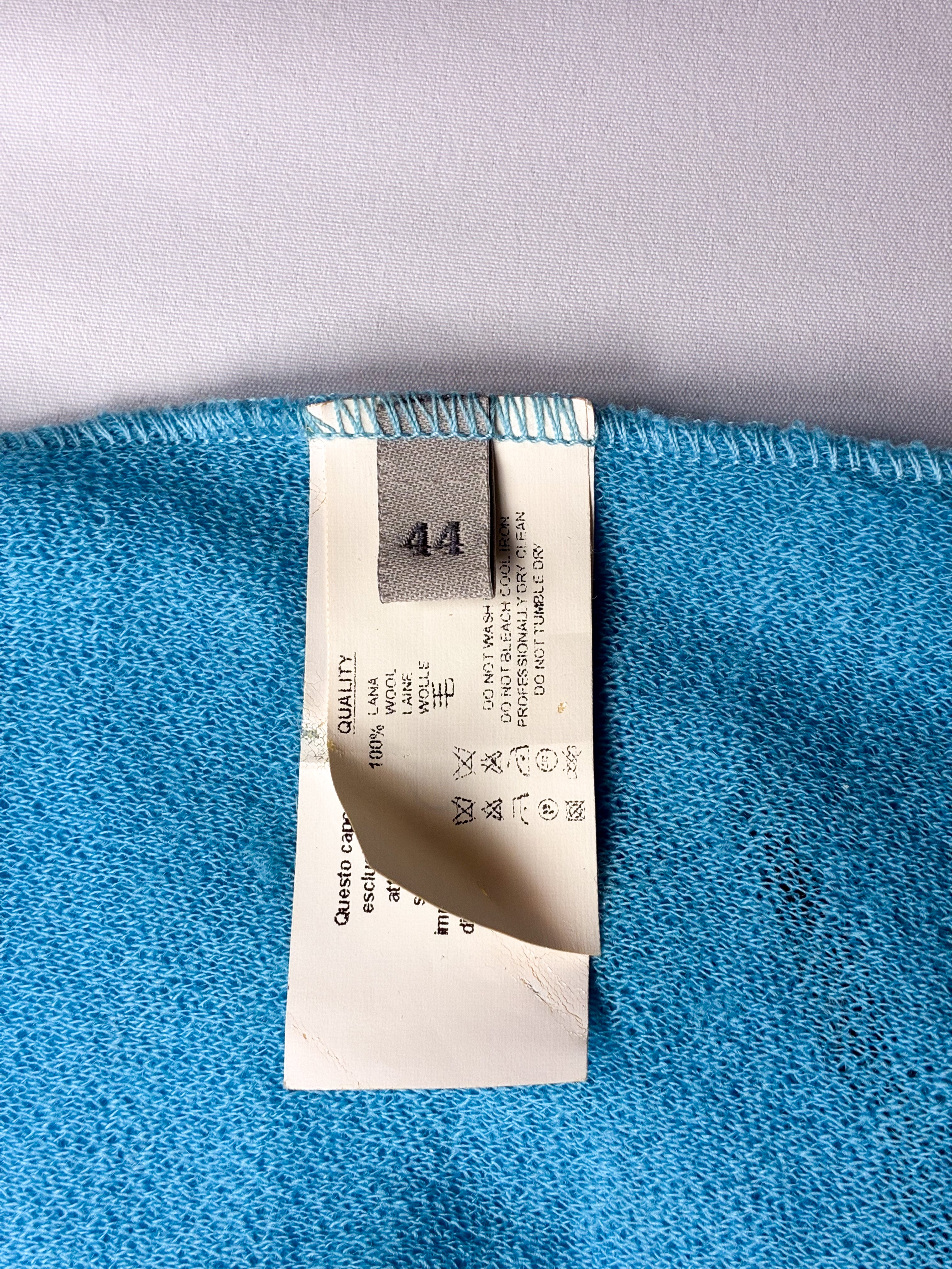 Missoni Sport 2000s Turquoise Contrast Stitch Wool Sleeveless Top - S/M