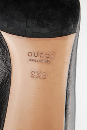 Gucci Black Leather Knee-High Heeled Boots - US 9.5