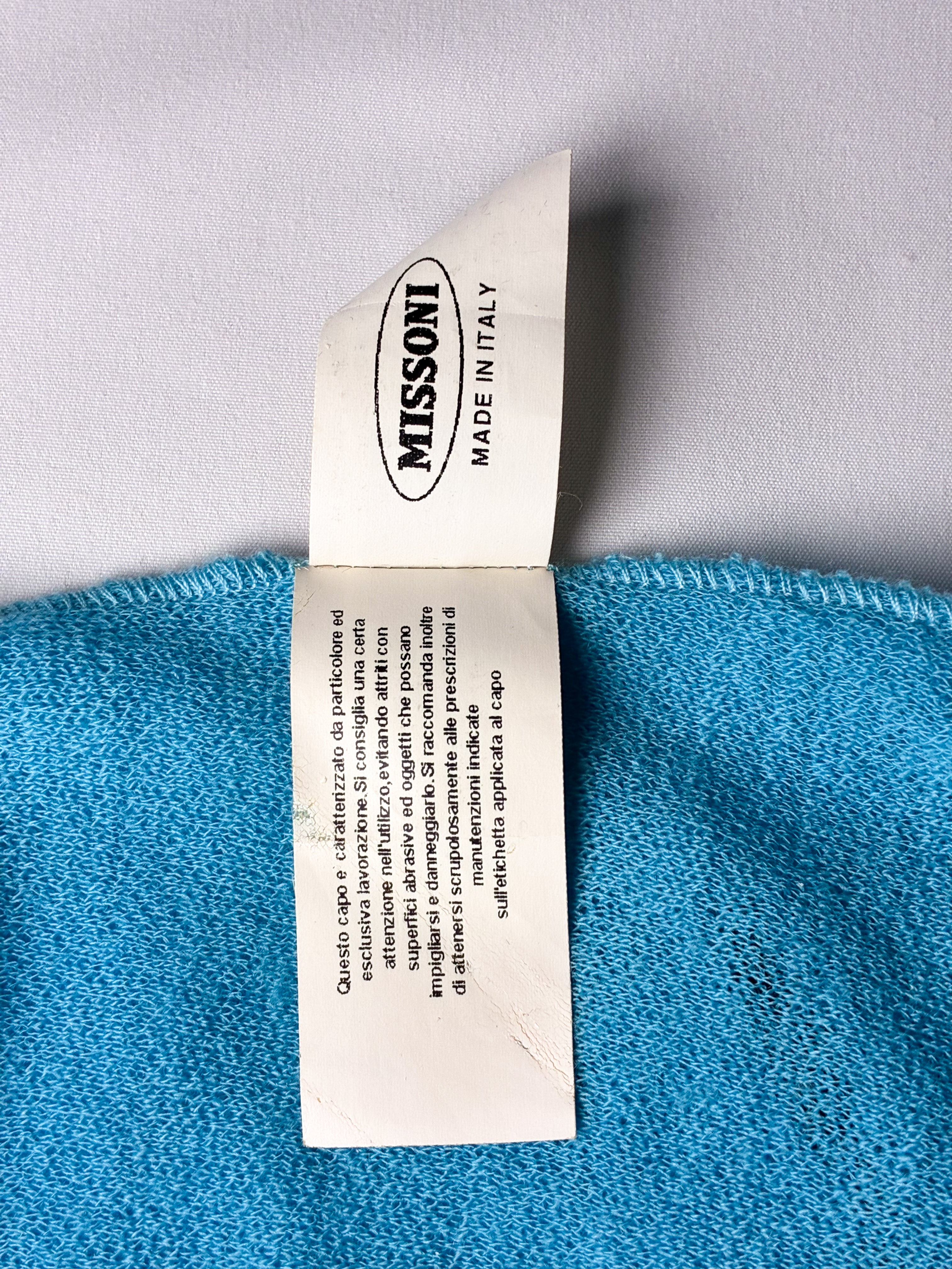 Missoni Sport 2000s Turquoise Contrast Stitch Wool Sleeveless Top - S/M