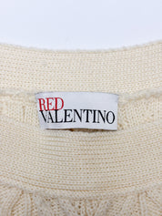 Red Valentino 2000s Cream Cable Knit Ruffle Shorts - S