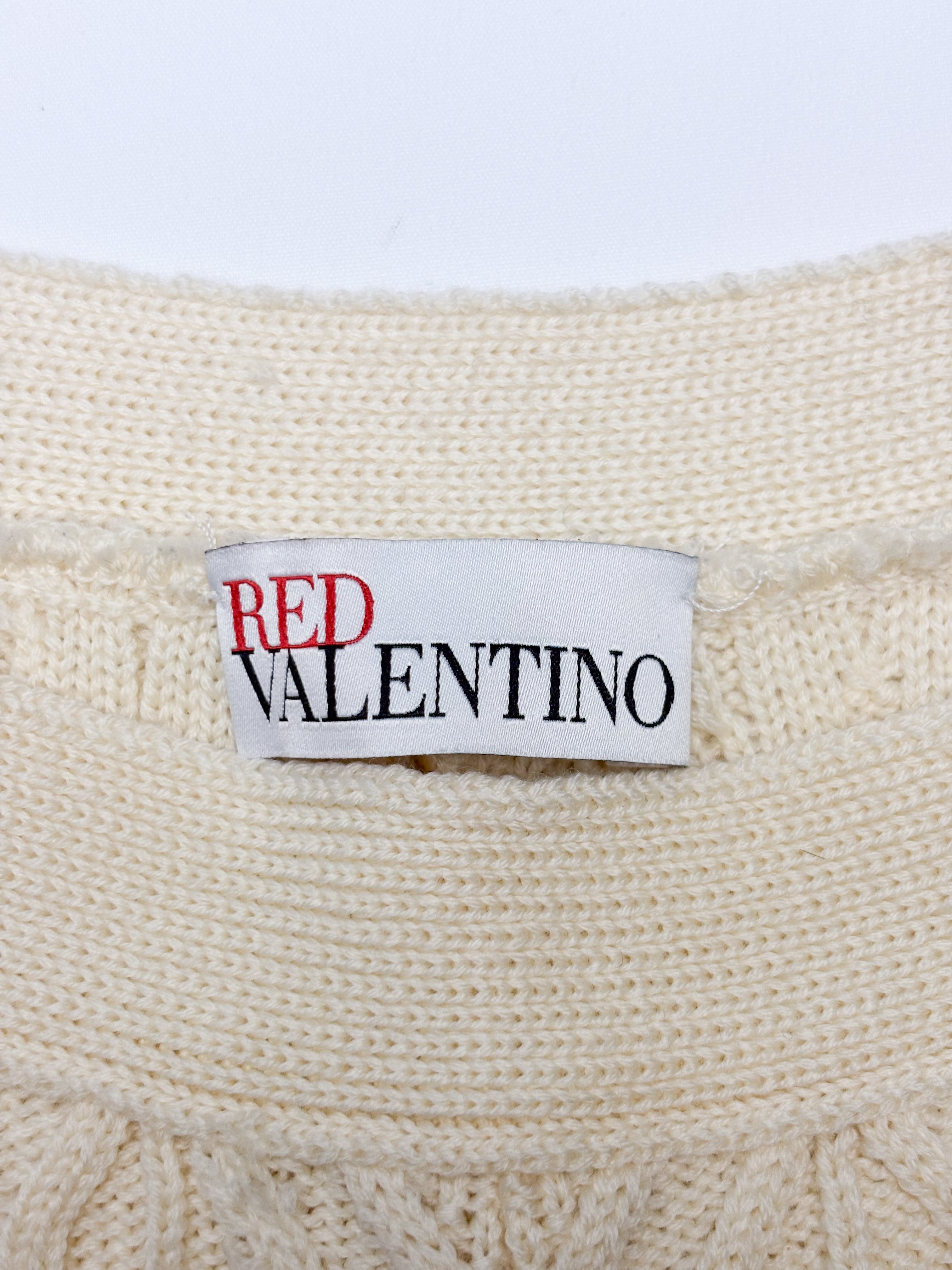 Red Valentino 2000s Cream Cable Knit Ruffle Shorts - S