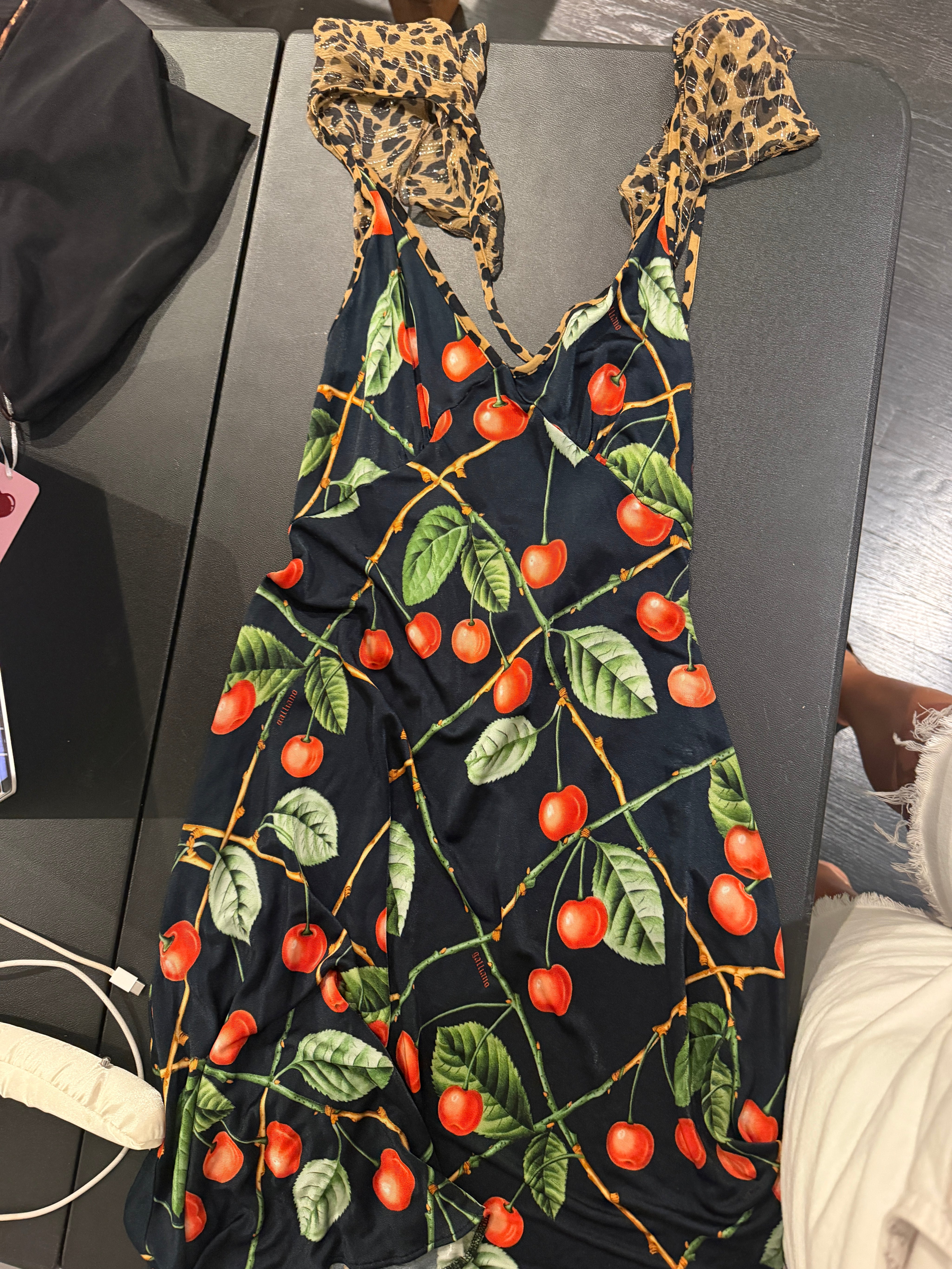 Galliano Leopard and Cherry Dress