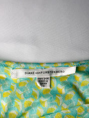 Diane von Furstenberg 2000s Aqua & Yellow Print Ruched Silk Mini Dress - XS/S