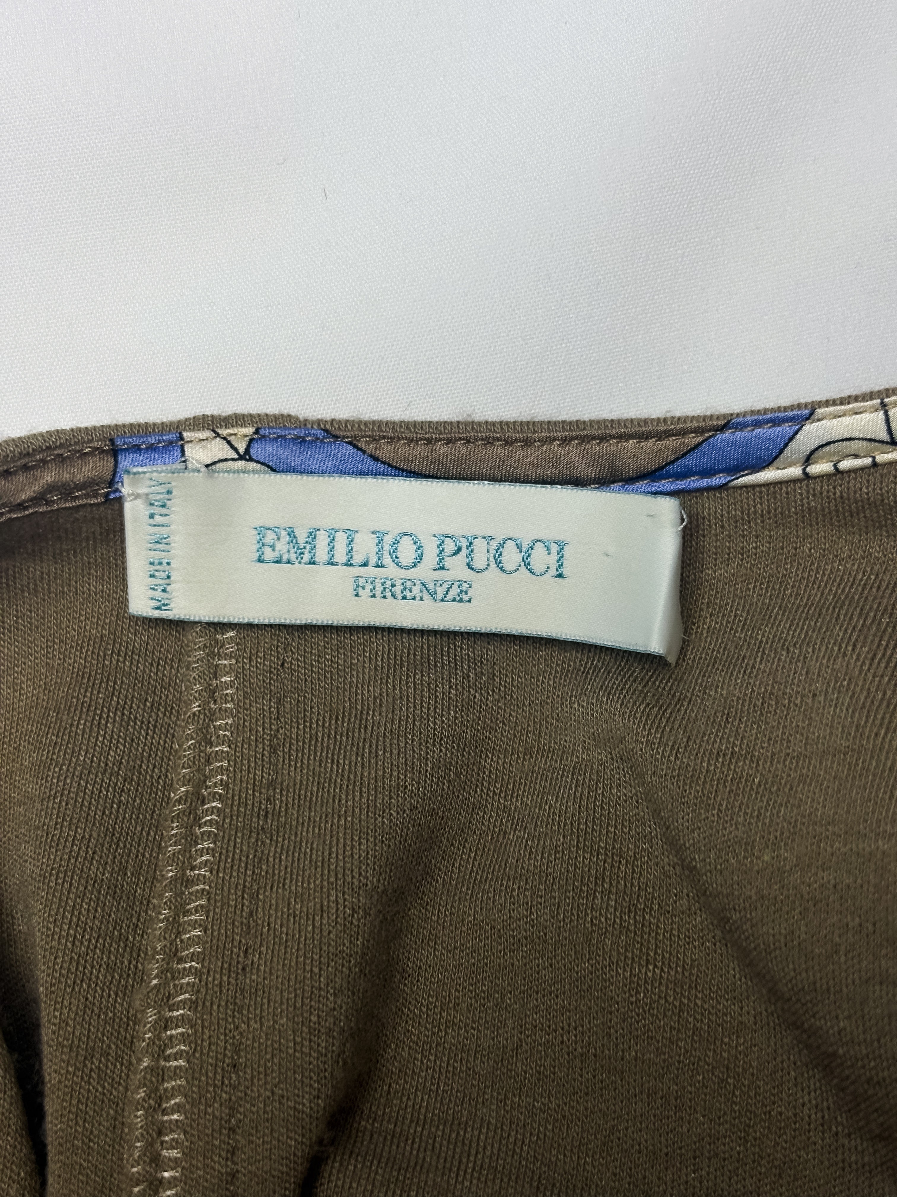 Emilio Pucci 2000s Taupe Wool Wrap Top with Silk Scarf Belt - S/M
