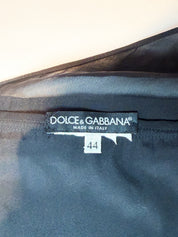 Dolce & Gabbana 2004 Black Bow Sheer Panel Halter Midi Dress - M
