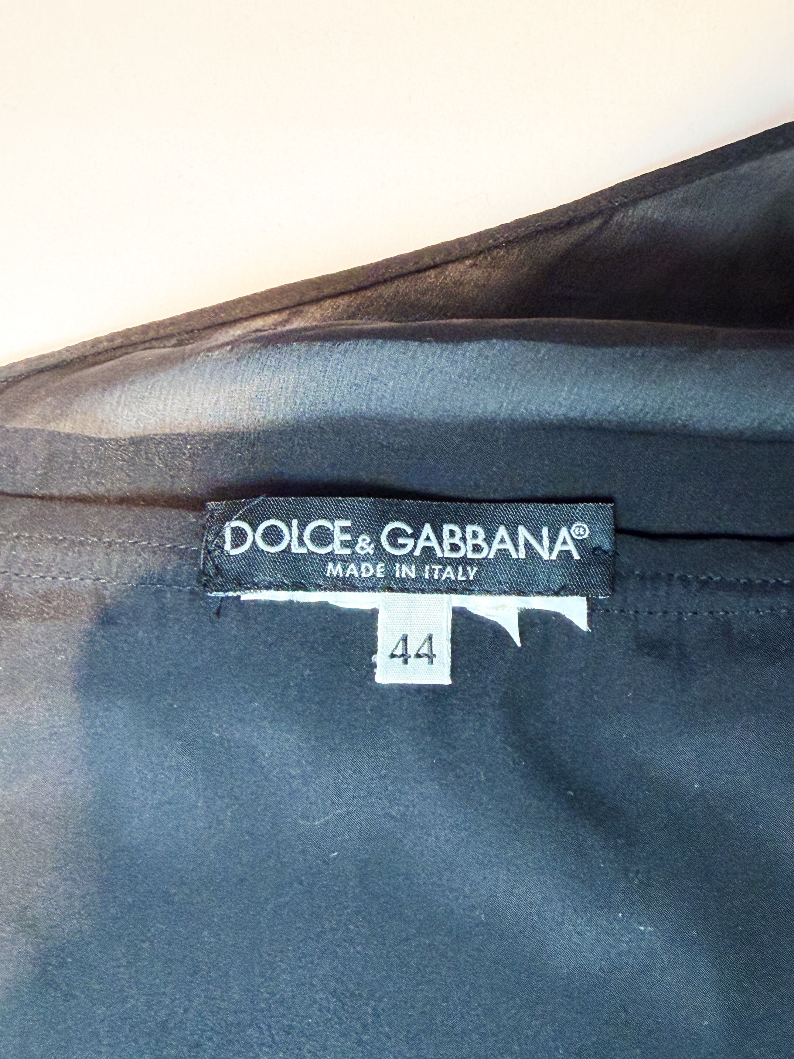 Dolce & Gabbana 2004 Black Bow Sheer Panel Halter Midi Dress - M