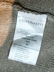 Cristinaeffe 2000s Beige Metallic Knit Fringe Cropped Cardigan - M