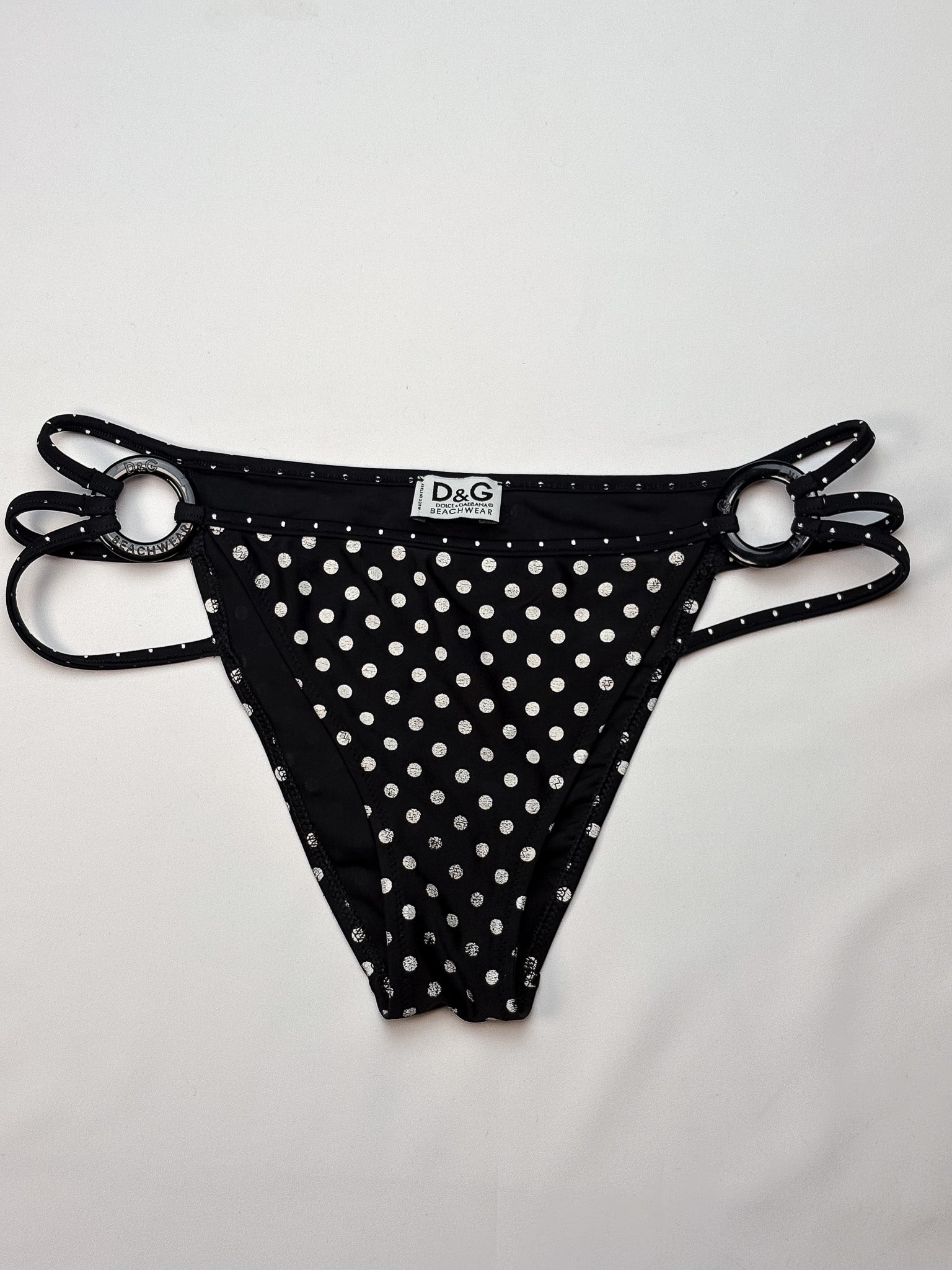 D&G Dolce & Gabbana 2000s Black and White Polka Dot Bikini Set - S