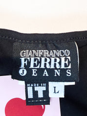 Gianfranco Ferre Jeans 2000s Black Mesh Rhinestone Cuff Top - M/L