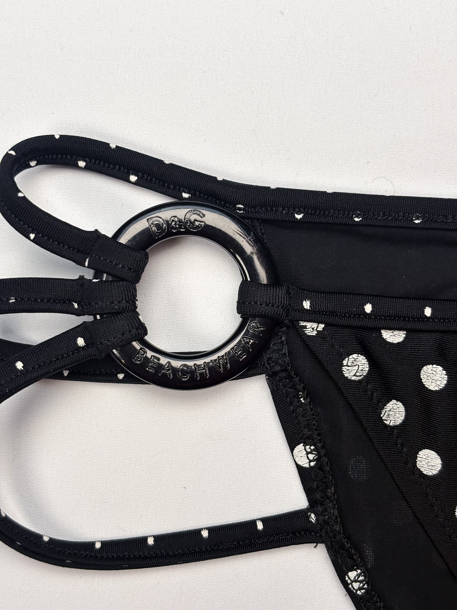 D&G Dolce & Gabbana 2000s Black and White Polka Dot Bikini Set - S
