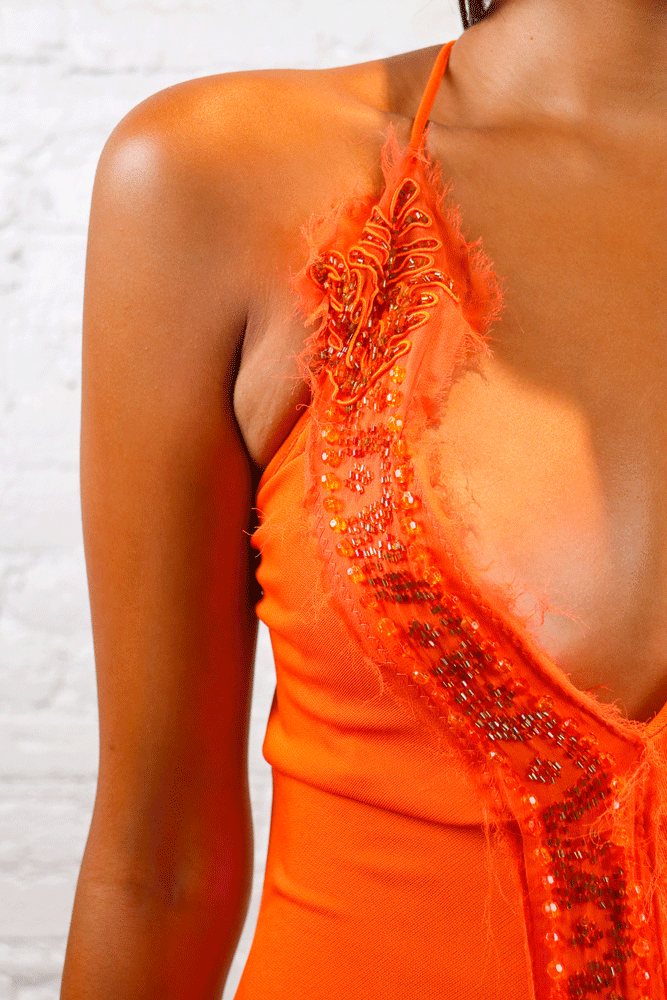 Roberto Cavalli Orange Maxi Dress