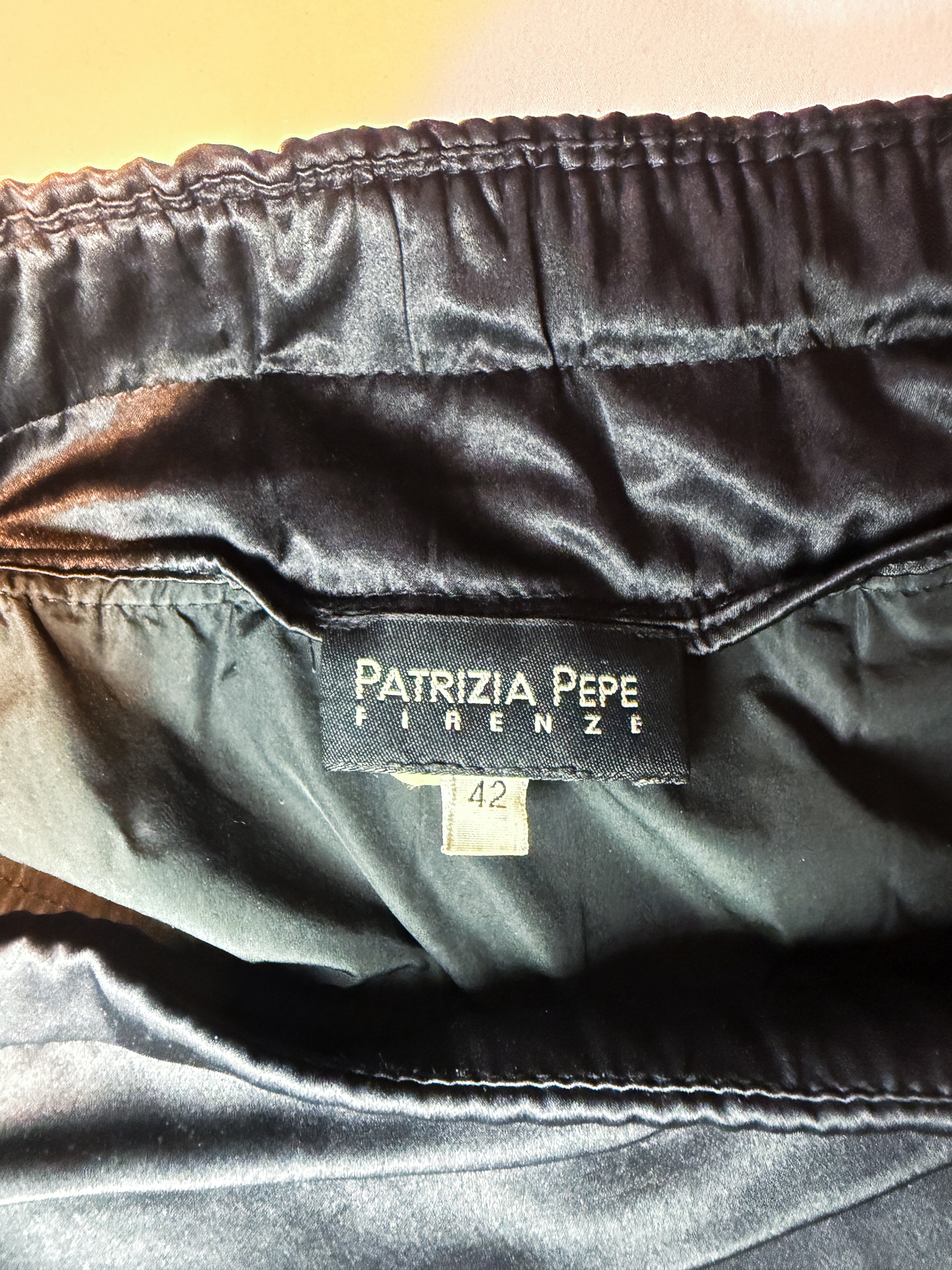 Patrizia Pepe Firenze 2000s Black Satin and Mesh Tiered Low Rise Mini Skirt - M