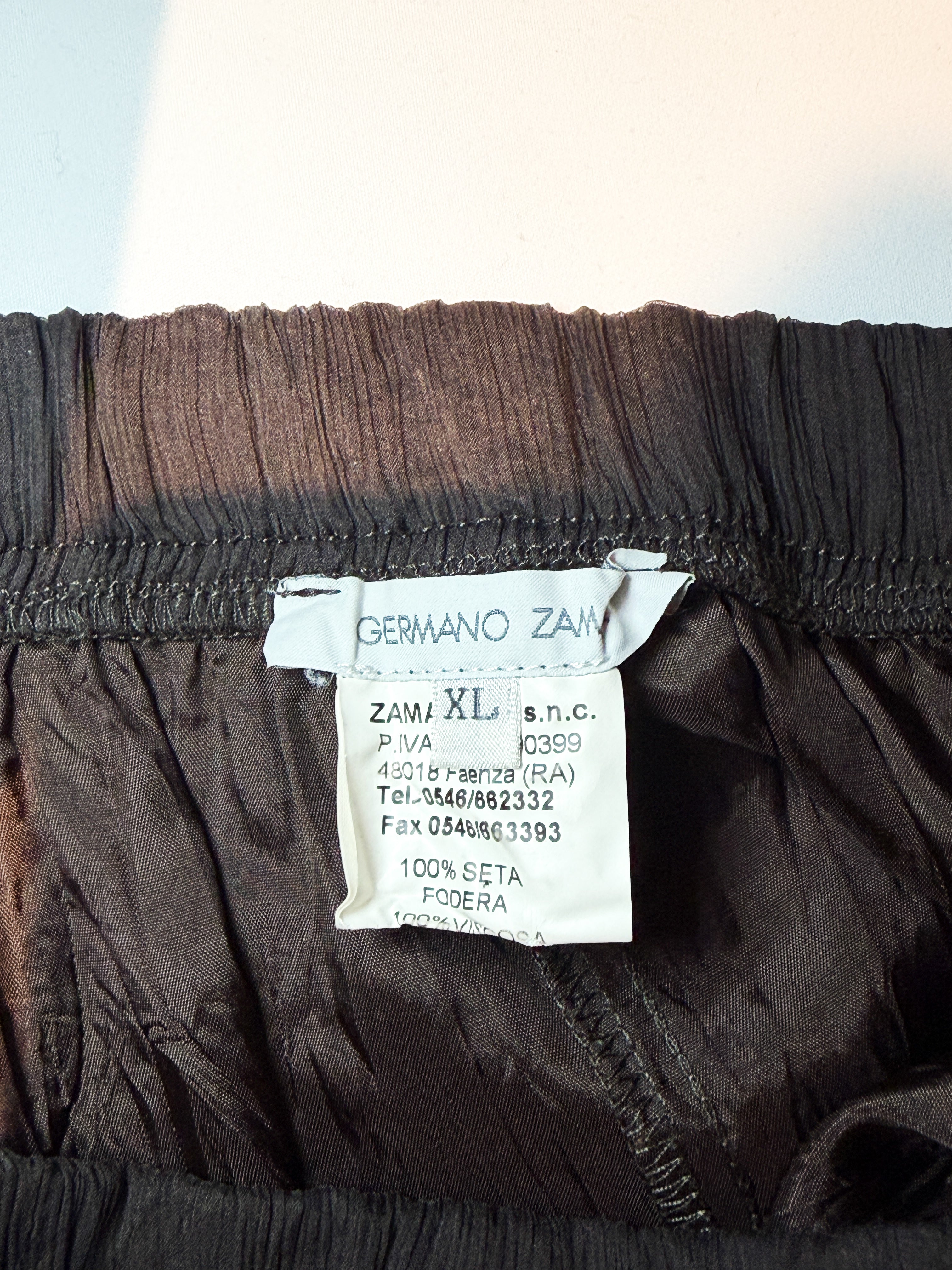 Germano Zama 2000s Brown Silk Chiffon Tiered Ruffle Skirt - L-XL