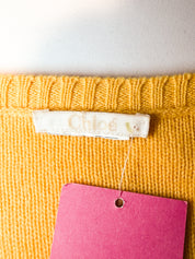 Chloé Yellow Cable Knit Short Sleeve Sweater - S/M
