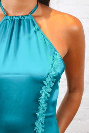 Jean Paul Gaultier 2002 Teal Silk Halter Dress