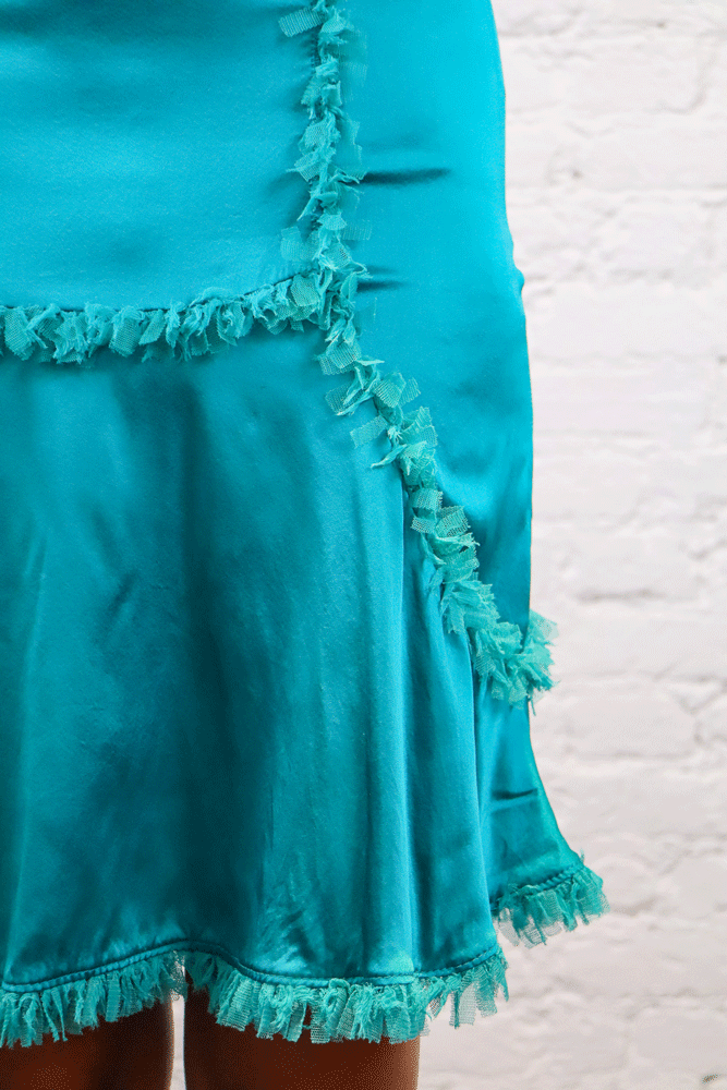 Jean Paul Gaultier 2002 Teal Silk Halter Dress