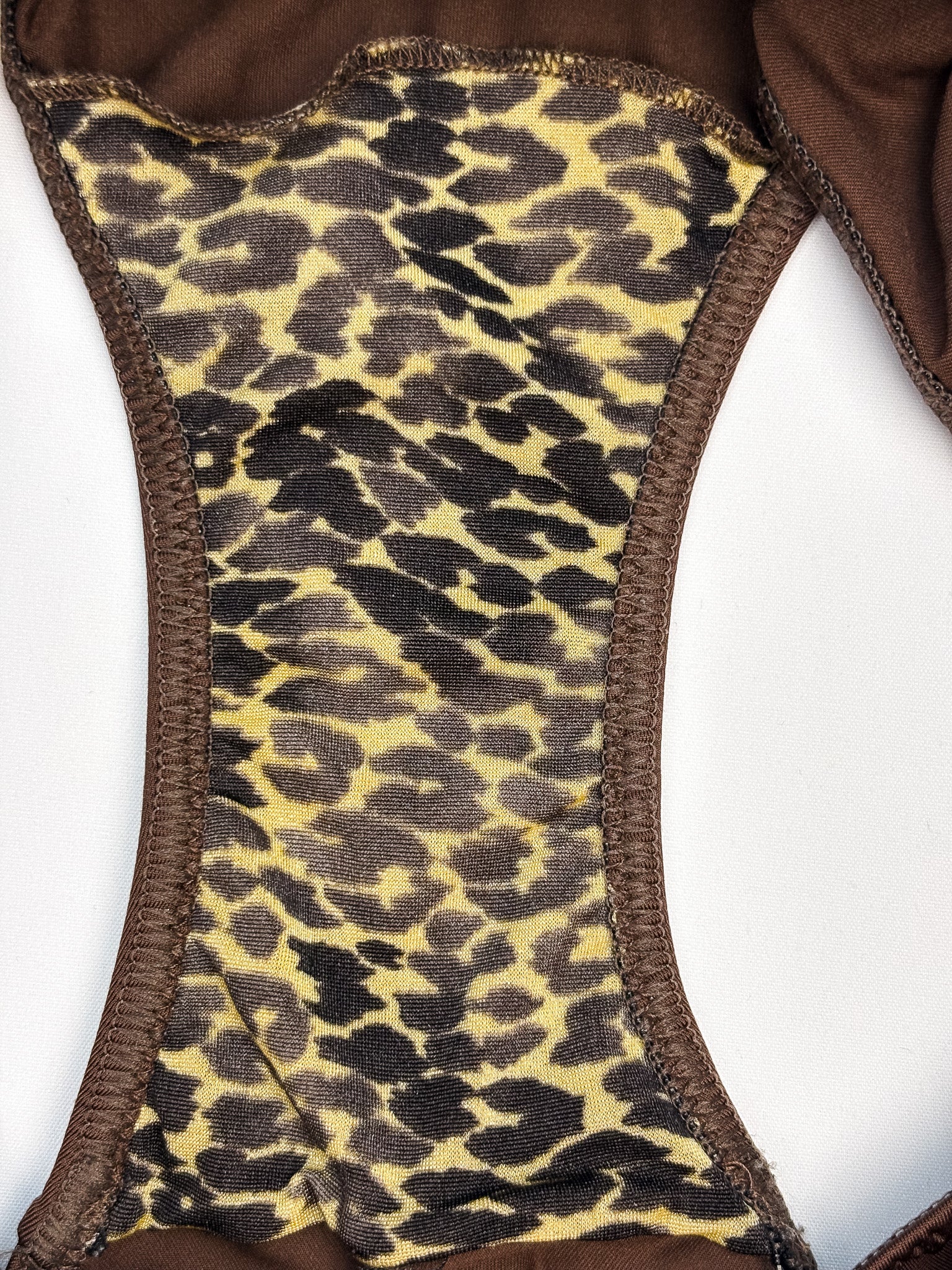 Malizia by La Perla 2000s Brown Leopard Trim Plunge One-Piece Swimsuit - XS