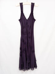Per Una 2000s Purple Embellished Chiffon Dress - S/M