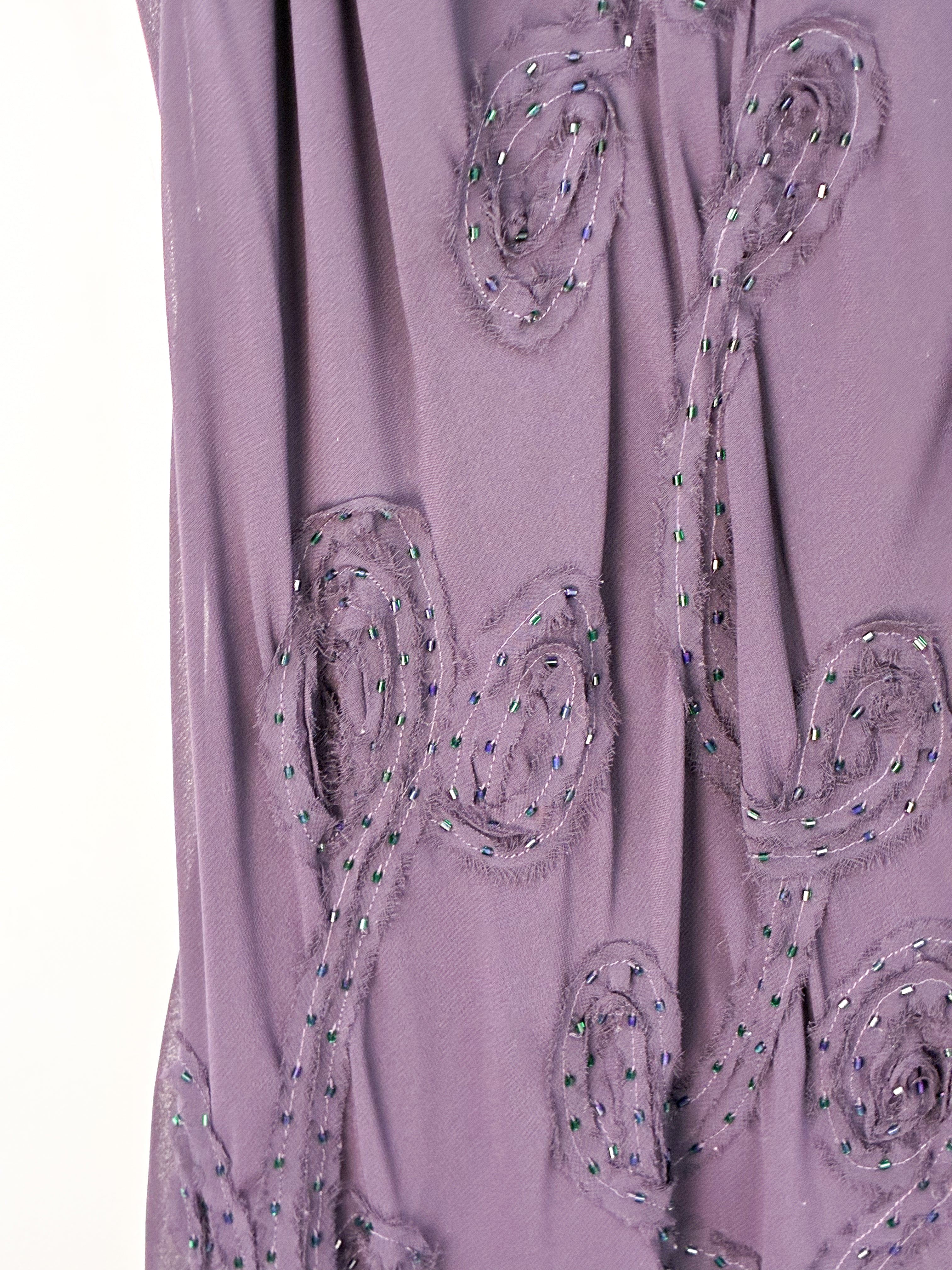 Per Una 2000s Purple Embellished Chiffon Dress - S/M
