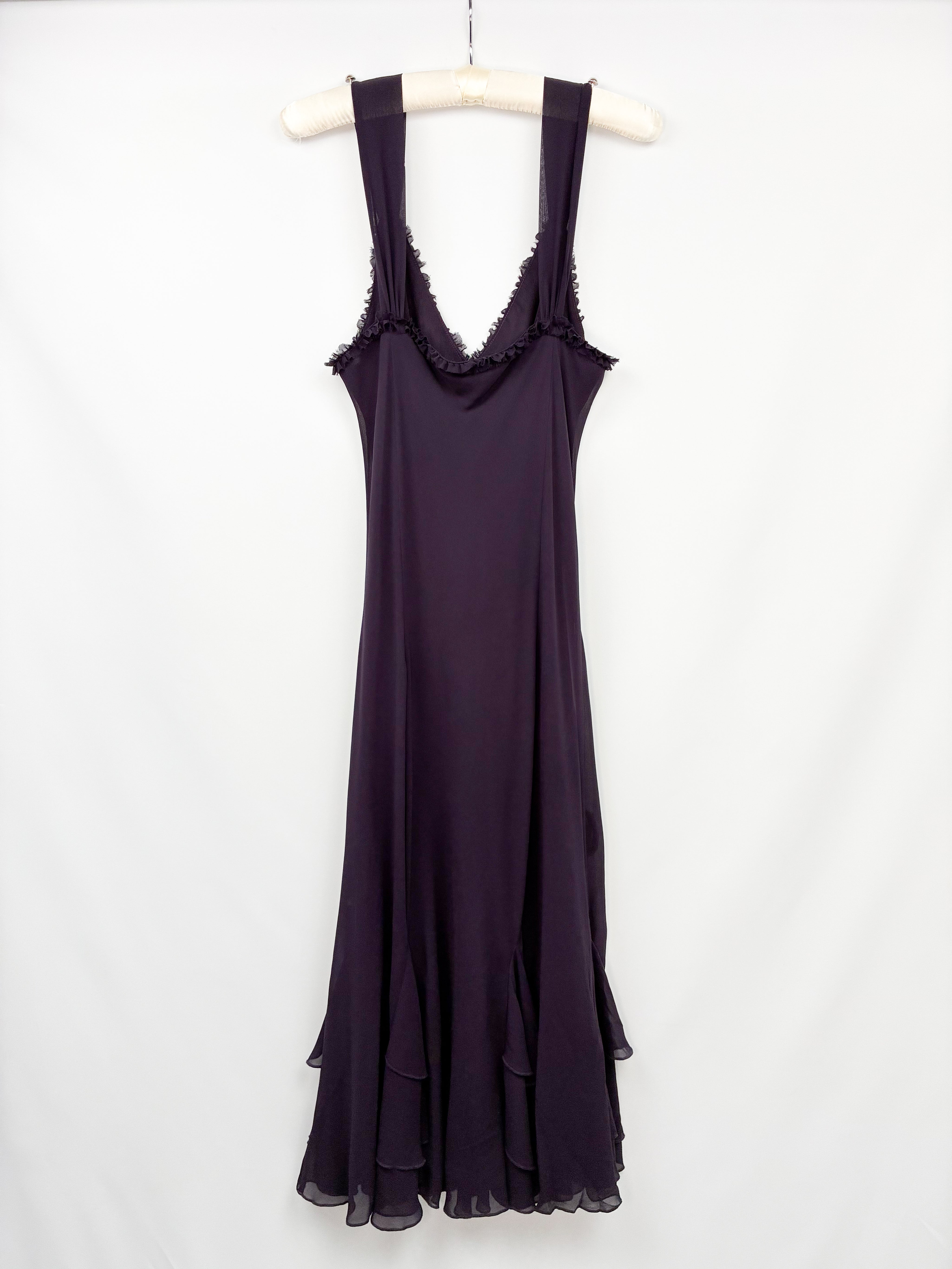 Per Una 2000s Purple Embellished Chiffon Dress - S/M