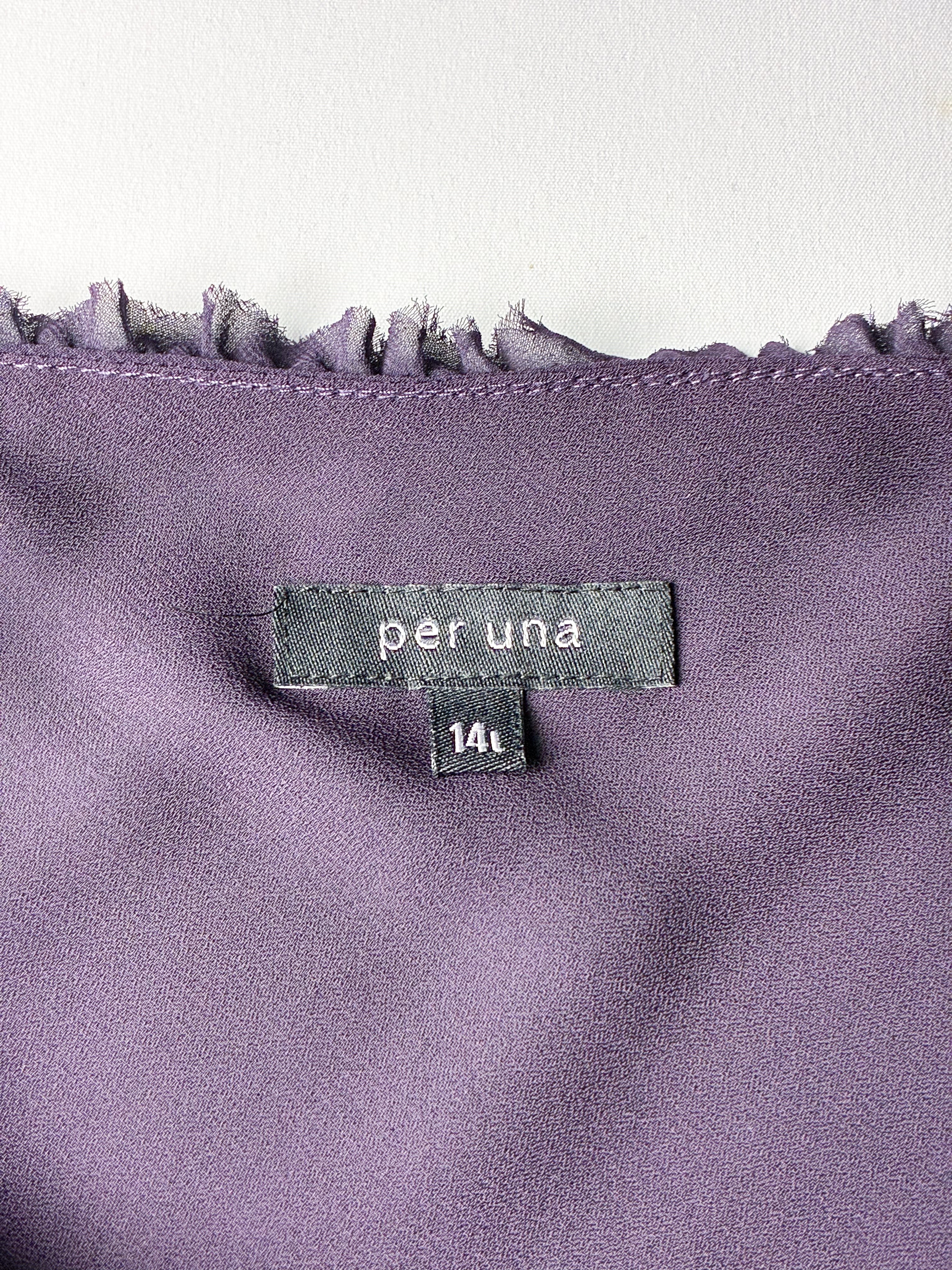 Per Una 2000s Purple Embellished Chiffon Dress - S/M