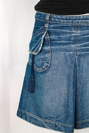 Just Cavalli 2000s Denim Mini Skirt with Tassel Detail – S-M