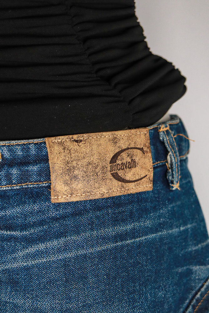 Just Cavalli 2000s Denim Mini Skirt with Tassel Detail – S-M
