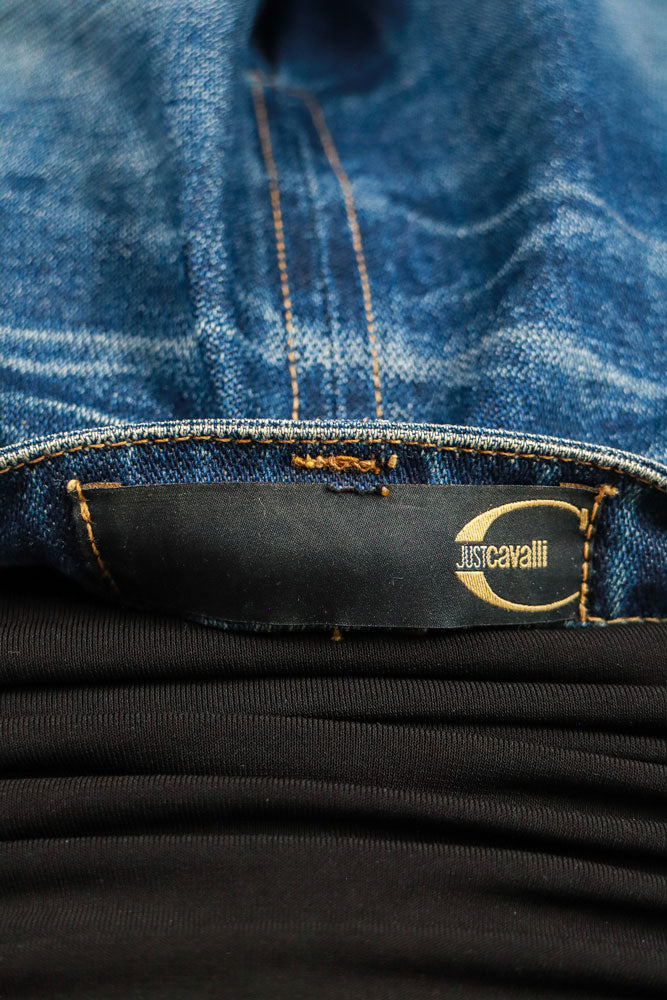 Just Cavalli 2000s Denim Mini Skirt with Tassel Detail – S-M