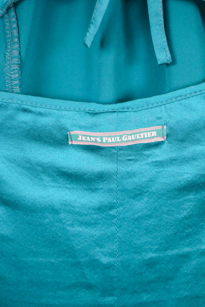 Jean Paul Gaultier 2002 Teal Silk Halter Dress