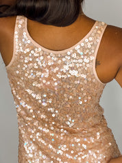 Sete di Jaipur 2000s Champagne Iridescent Sequin Tank - XXS/XS