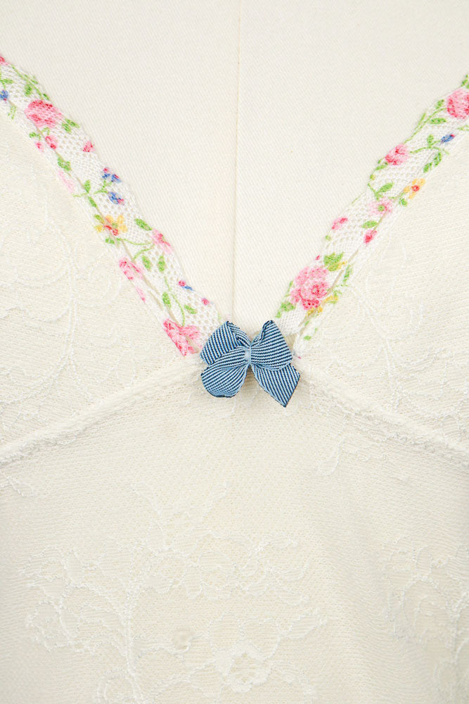 D&G 2000s White Floral Lace Cami Top