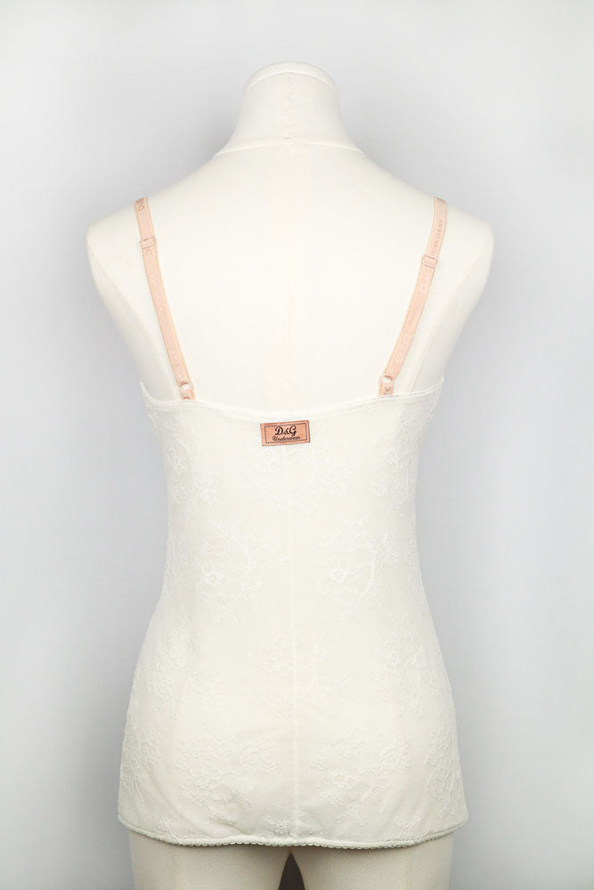 D&G 2000s White Floral Lace Cami Top