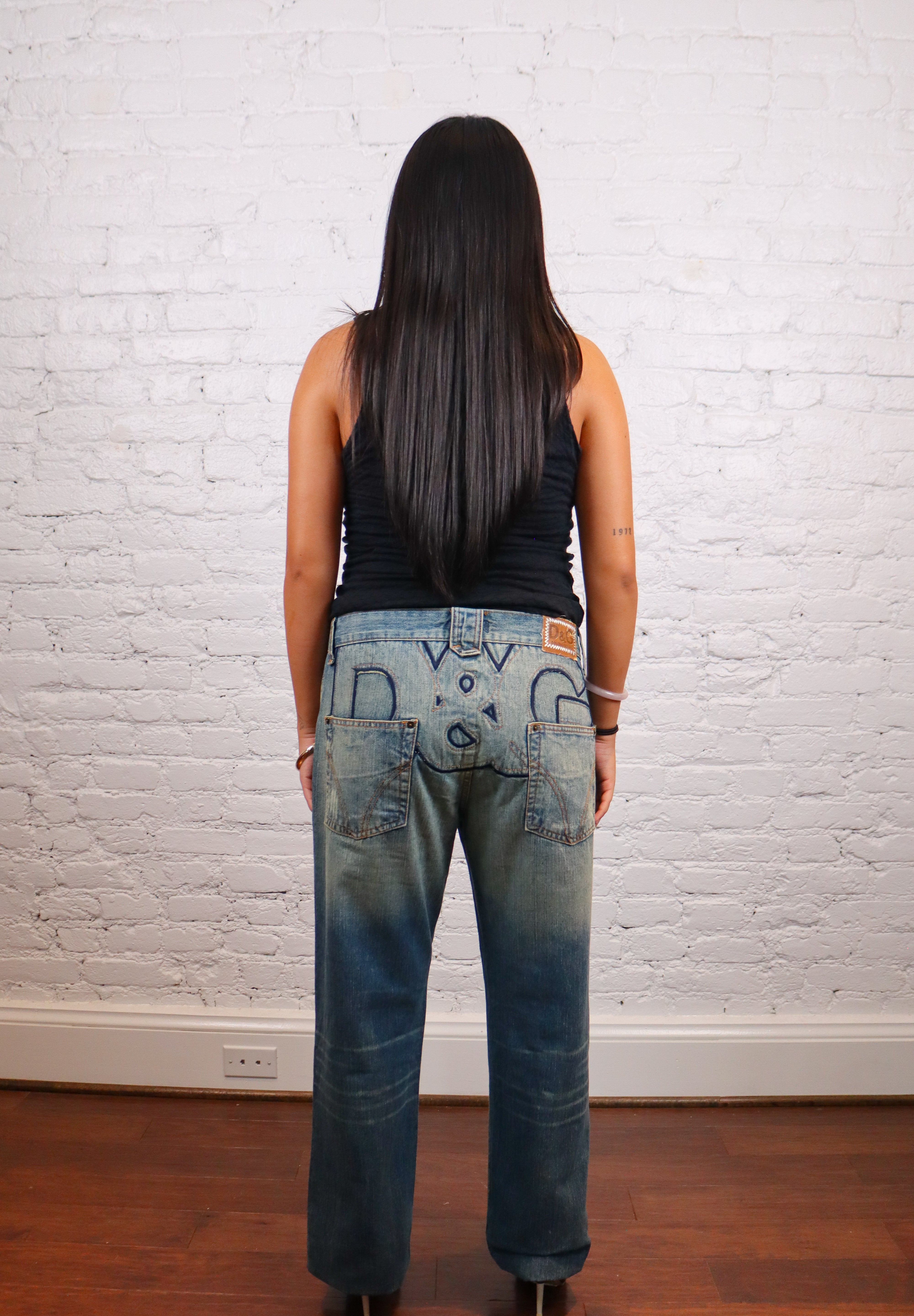 D&G 2004 Medium Wash Logo Back Jeans