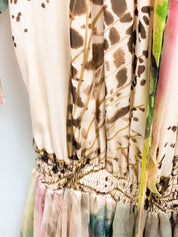 Blumarine 2011 Watercolor Animal Print Silk Chiffon Mini Dress - S/M