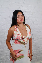 Roberto Cavalli Spring 2004 Orchid Halter Midi Dress