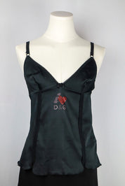 D&G 2000s Black Satin "I ❤️ D&G" Cami