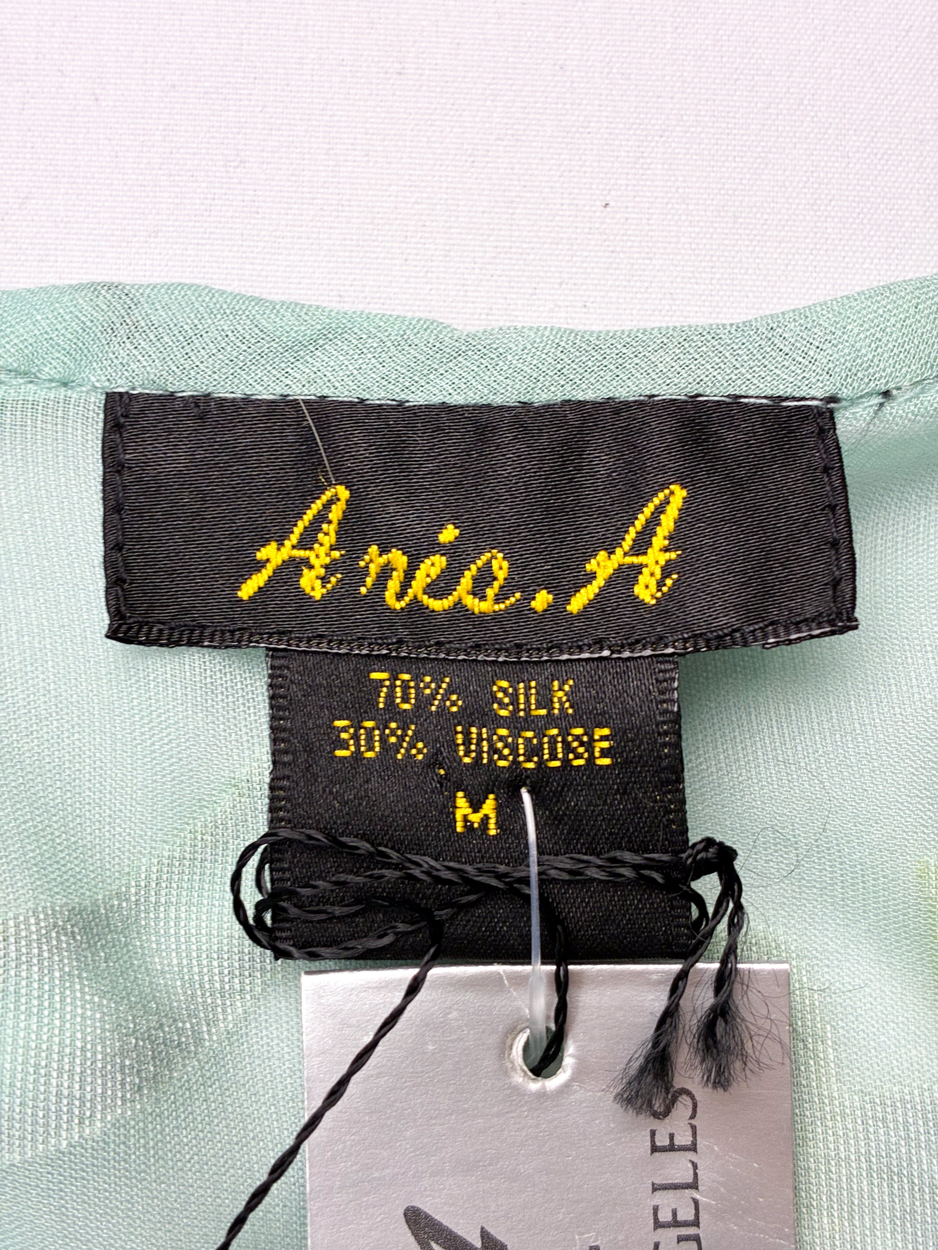 Aris. A 2000s Sage Green Silk Velvet Burnout Floral Maxi - S/M