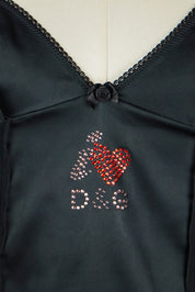 D&G 2000s Black Satin "I ❤️ D&G" Cami