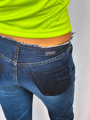 Free Soul 2000s Dark Wash Bell Bottom Raw Edge Flare Jeans - W27