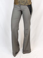 Enzo Loco 2000s Grey Pinstripe Low Rise Flare Pants - XS/S