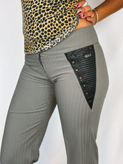 Enzo Loco 2000s Grey Pinstripe Low Rise Flare Pants - XS/S