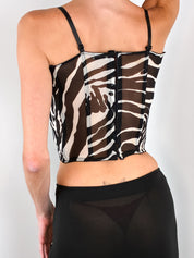 Dolce & Gabbana 2000s Sheer Zebra Print Corset Top - S/M