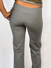 Enzo Loco 2000s Grey Pinstripe Low Rise Flare Pants - XS/S