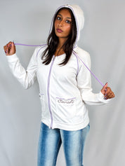 Just Cavalli 2000s White Rhinestone Logo Zip Hoodie - S
