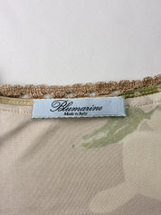 Blumarine 2003 Mocha Lily Print Mini Dress with Crochet Trim - XS