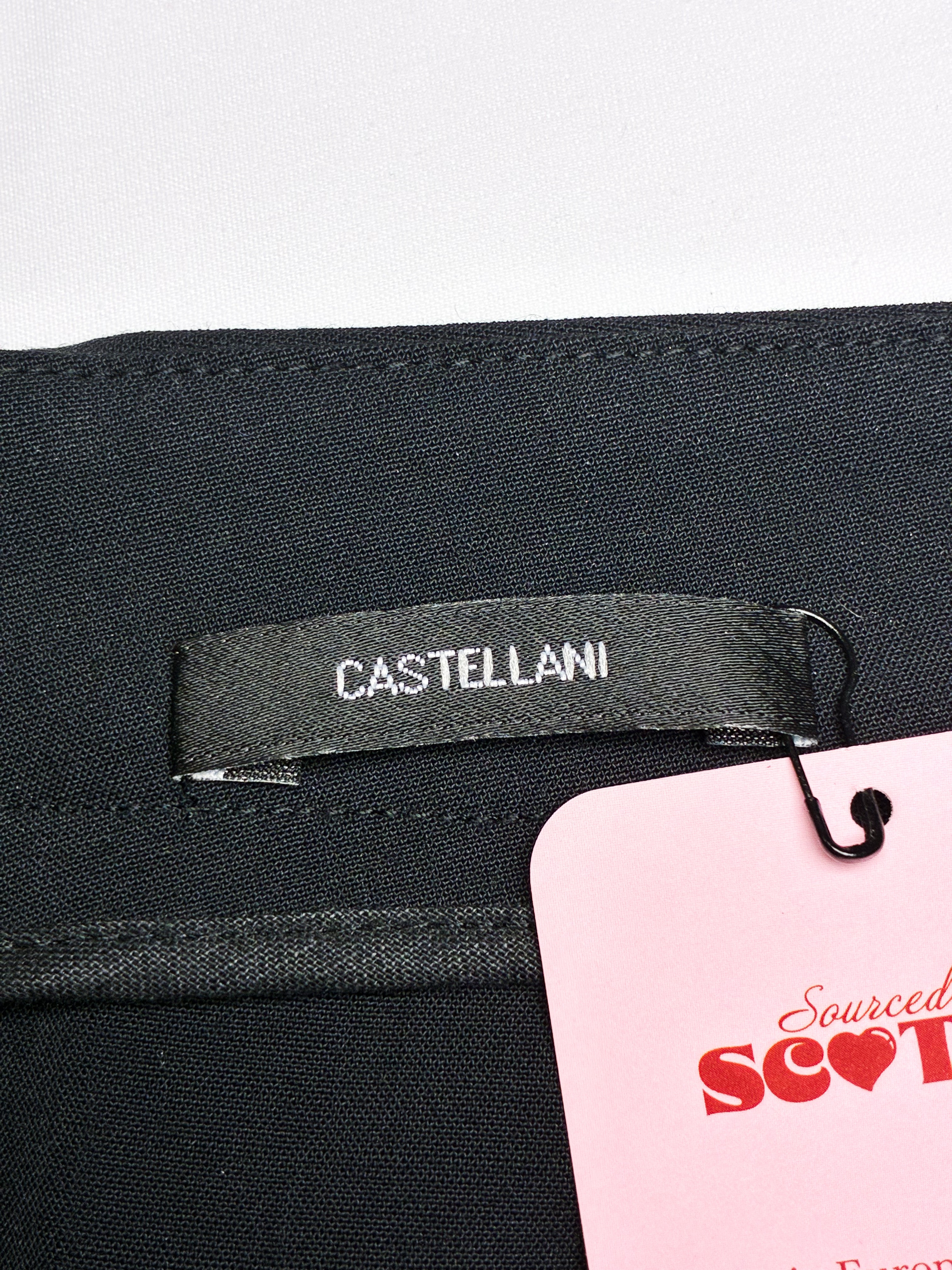 Castellani 2000s Black Ribbon Lace-Up Slit Pencil Skirt - S