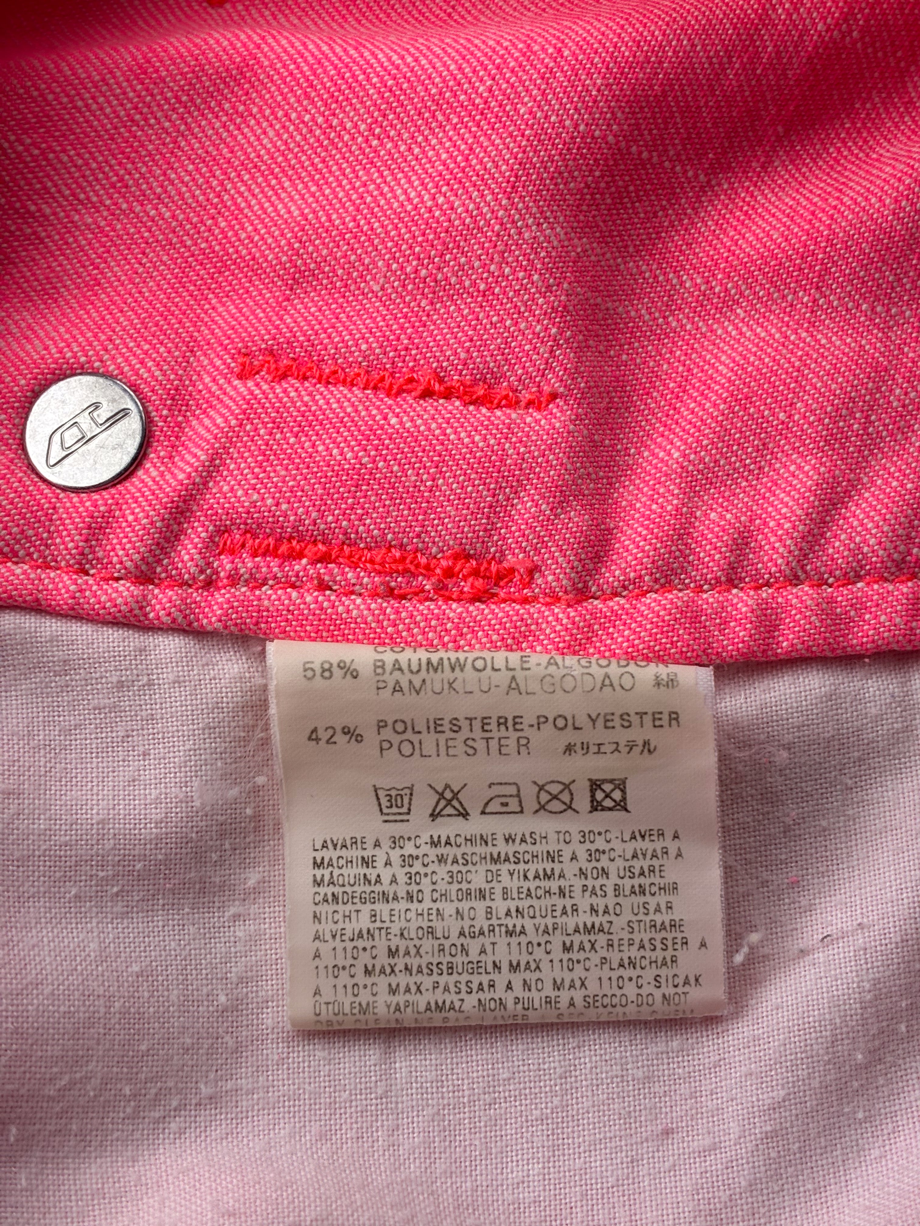 Diesel 2000s Neon Pink Low-Rise Denim Mini Skirt - XS/S