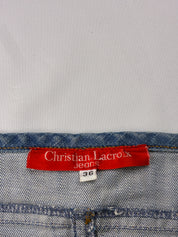Christian Lacroix Jeans 2000s Denim Halter Peplum Top - XS/S