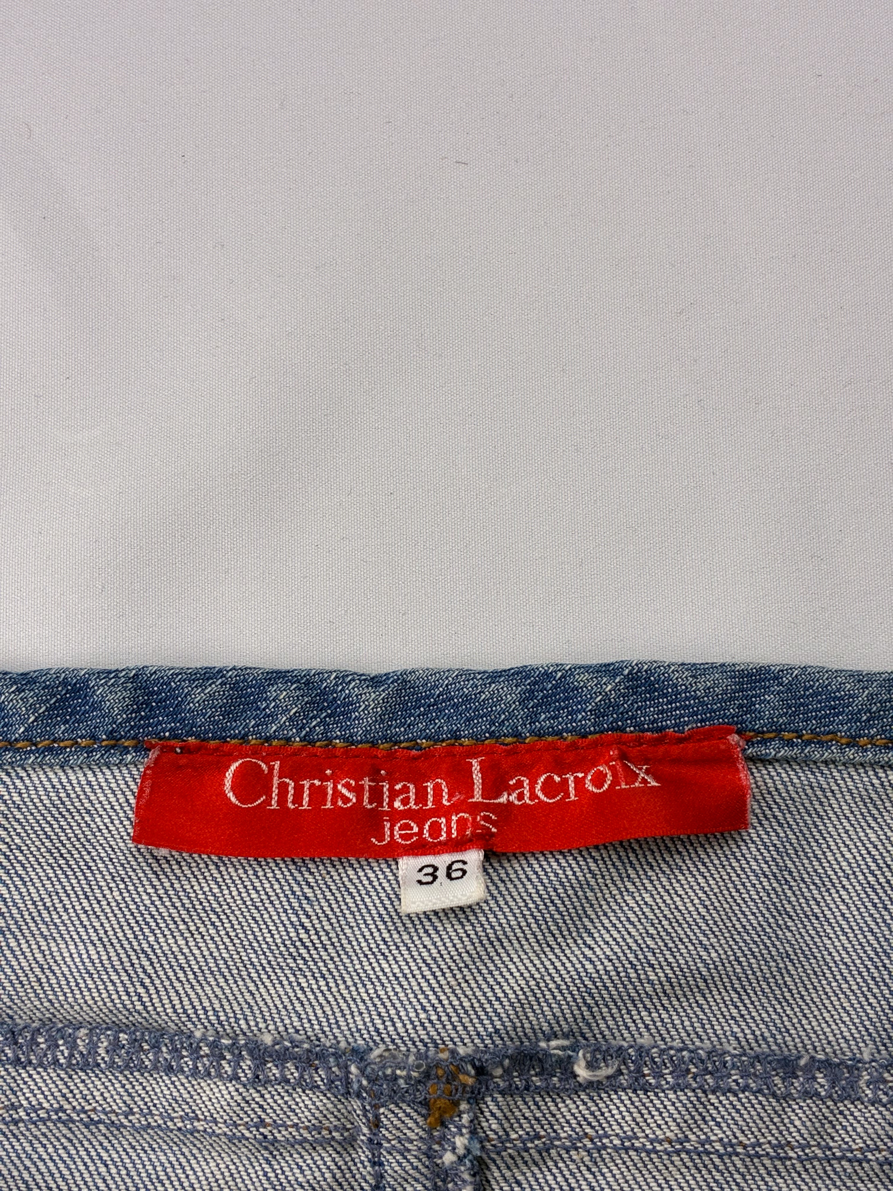 Christian Lacroix Jeans 2000s Denim Halter Peplum Top - XS/S
